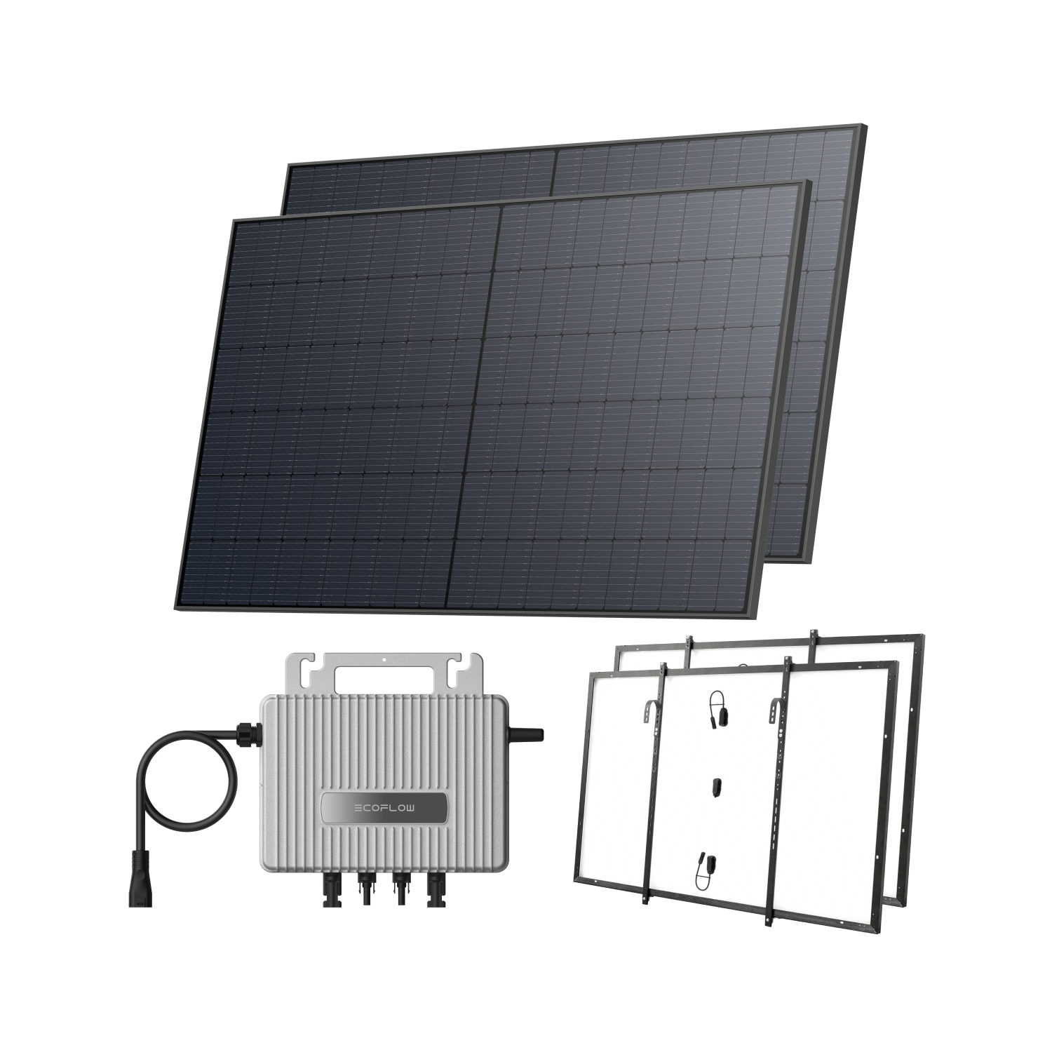 EcoFlow STREAM Balcony Kit Lattice Balcony / (1040Wp) 2 _ 520W Rigid Solar Panel + STREAM Microinverter / Hook Kit: Lattice Balcony