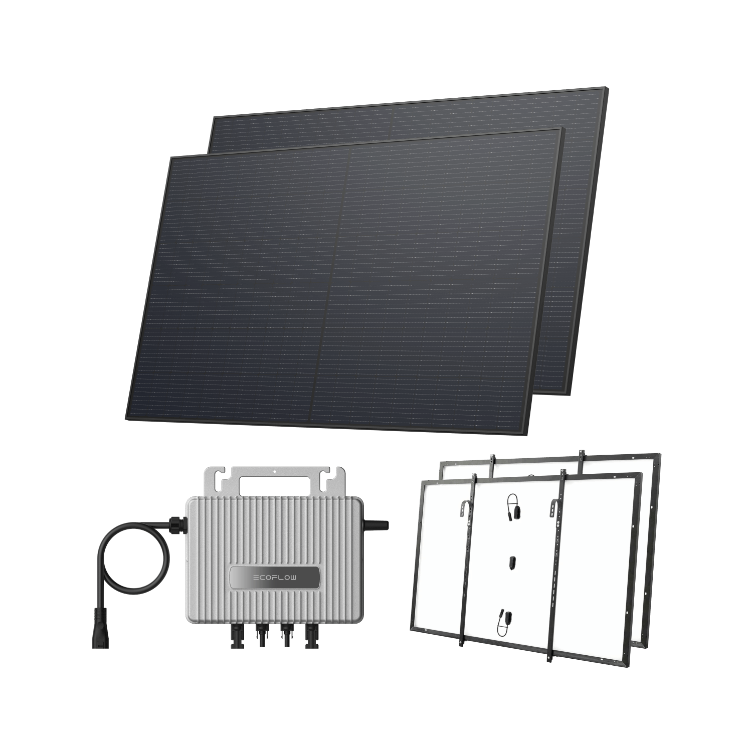 EcoFlow STREAM Balcony Kit Lattice Balcony / (900Wp) 2 _ 450W Rigid Solar Panel + STREAM Microinverter / Hook Kit: Lattice Balcony